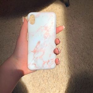 iPhone XS phone case white and pink marble